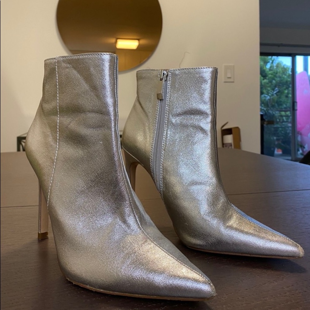 Metallic Silver Zara Pointed Toe Bootie